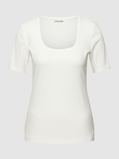 Tom Tailor T-Shirt mit Feinripp Offwhite 2