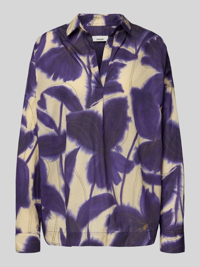 0039 Italy Blouse met lange mouwen met V-hals, model 'DERRY' Violet - 2