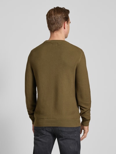 Gant Gebreide pullover met structuurmotief en ronde hals Olijfgroen - 5