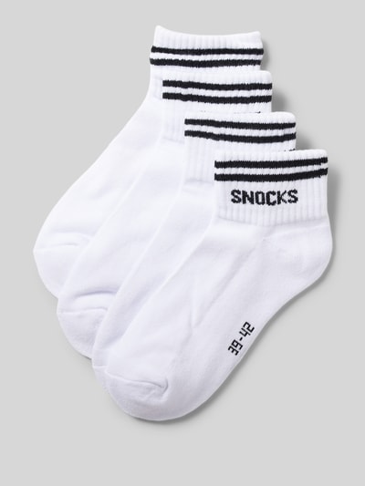 Snocks Socken mit Label-Stitching Modell 'Retro' Weiss 1