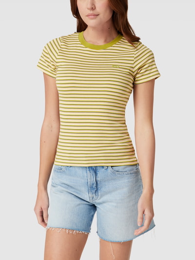 Levi's® T-shirt z detalem z logo model ‘BABY’ Limonkowy 4