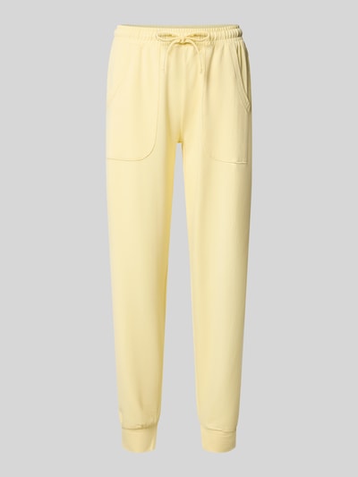 Productfoto, Slim Fit Sweatpants met viscose van Christian Berg Woman, geel, opgestikte zakken, elastische band met tunnelkoord, mix van viscose en katoen