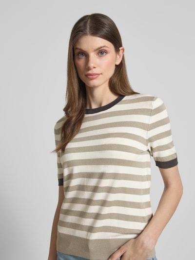 Jake*s Casual Gebreid shirt van viscosemix met streepmotief Kit - 3