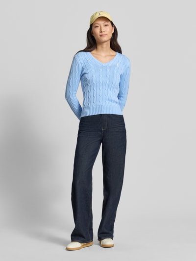 Polo Ralph Lauren Slim Fit Pullover aus reiner Baumwolle Hellblau 1