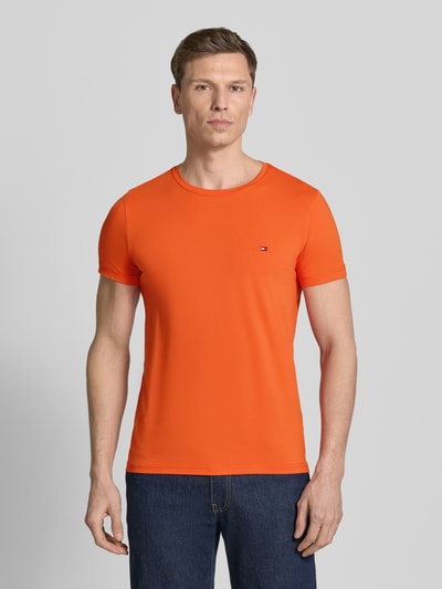 Tommy Hilfiger T-shirt o kroju slim fit z mieszanki bawełny Pomarańczowy 4