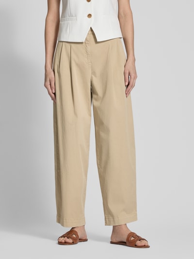 Cambio Wide fit broek met bandplooien, model 'EREN' Zand - 4