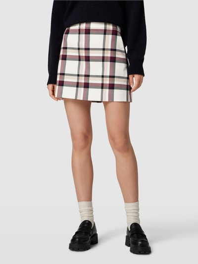 Tommy Hilfiger Spódnica mini z dodatkiem wiskozy model ‘GLOBAL’ Piaskowy 4