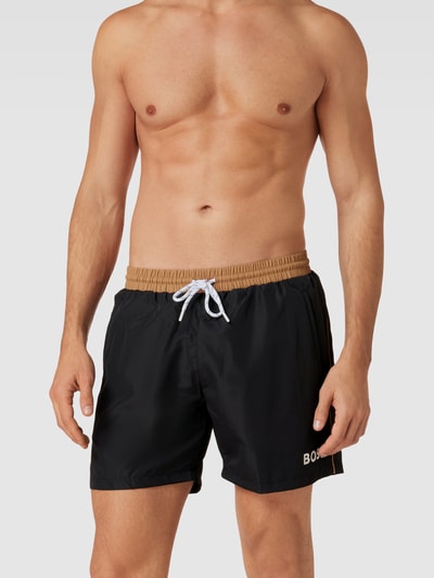 BOSS Badehose mit Label-Print Modell 'Starfish' Black 1