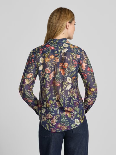 Gant Bluzka koszulowa o kroju regular fit z dodatkiem jedwabiu model ‘Floral’ Granatowy 5