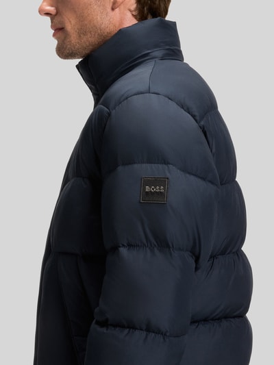BOSS Regular fit gewatteerd jack met opstaande kraag met drukknopen Marineblauw - 6
