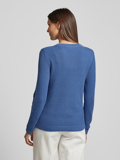 Vila Gebreide pullover met structuurmotief, model 'Vidalo' Blauw - 5