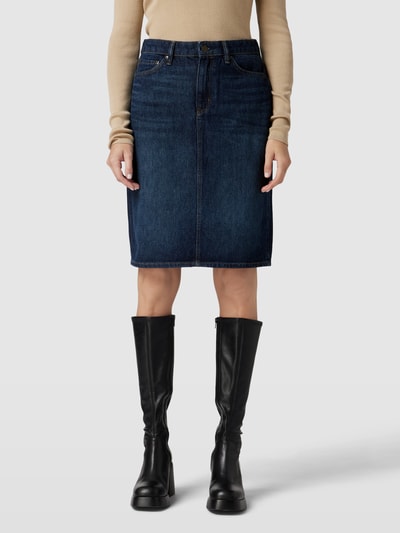 Lauren Ralph Lauren Knielange jeansrok met loopsplit, model 'DANIELA' Marineblauw - 4