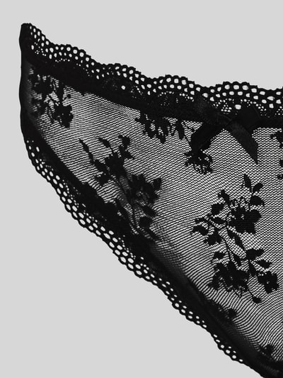 Produktfoto, Slip aus Spitze Modell 'LANA LACE' im 3er-Pack von DORINA, schwarzer Material-Mix mit Stretch-Anteil und feiner Textur.