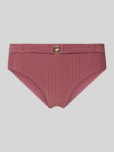 Produktfoto, Bikini-Hose in Plissee-Optik von BOSS, Farbe Altrosa, Optik: Unifarben, Gürtel-Detail, plissierte Materialverarbeitung.