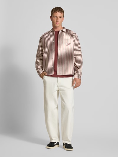 PROHIBITED Regular Fit Freizeithemd mit Leinen-Anteil Bordeaux 1