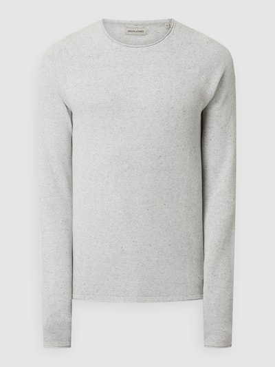 Jack & Jones Sweter z dzianiny z naszywką z logo model ‘HILL’ Średnioszary melanż 2