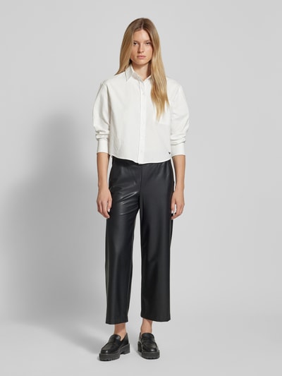 Raffaello Rossi Wide leg culotte in leerlook, model 'PALINA' Zwart - 1