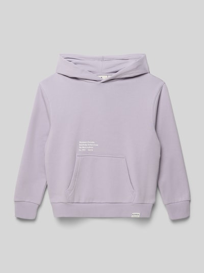 Produktfoto, Hoodie mit Label-Detail von Garcia in Flieder, Baumwoll-Mix, lockere Passform, Känguru-Tasche, gerippte Abschlüsse
