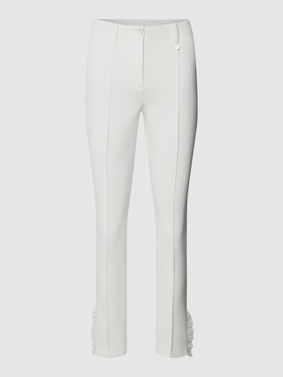 Marc Cain Slim fit stoffen broek met volants Offwhite - 2