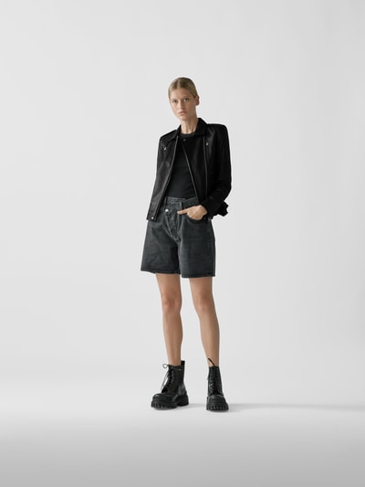 Iro Lederjacke mit Reverskragen Schwarz 1