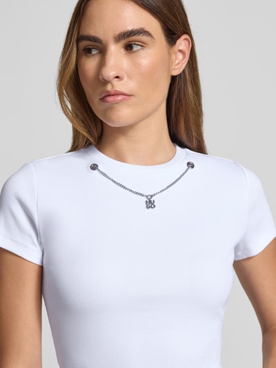 HUGO Slim fit T-shirt van katoenmix, model 'DANNECY' Wit - 3