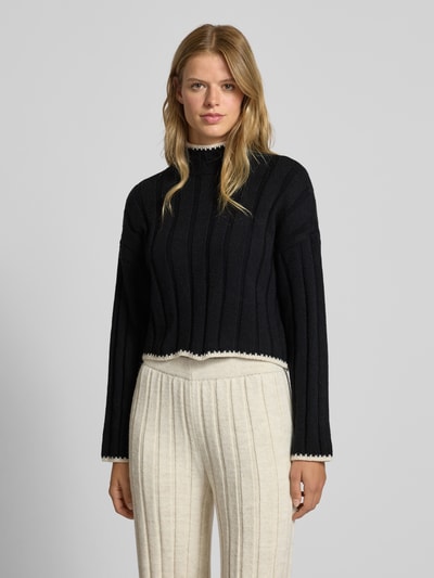 Only Regular fit gebreide pullover met turtleneck, model 'CHICK' Zwart - 4