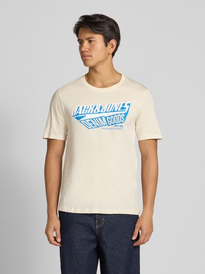 Jack & Jones T-shirt z nadrukiem z logo Złamany biały 4