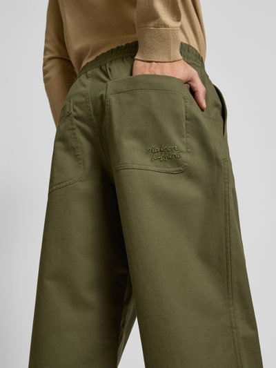 MAISON KITSUNE Stoffhose mit elastischem Bund Khaki 3