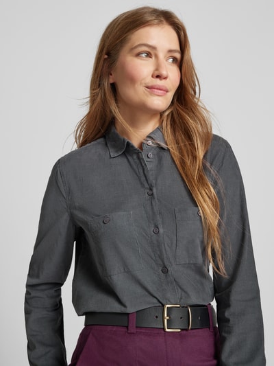 Christian Berg Woman Regular fit corduroy blouse met borstzakken Middengrijs - 3