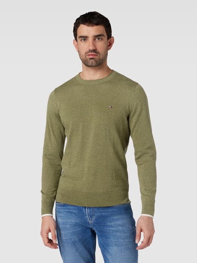 Tommy Hilfiger Strickpullover mit Label-Stitching Oliv 4