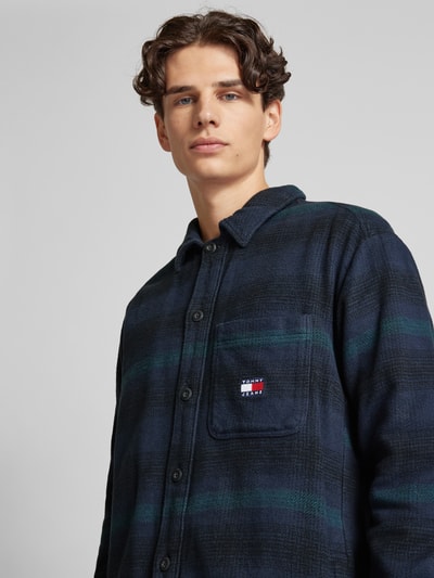 Tommy Jeans Regular fit overhemdjack met borstzak Petrol - 3