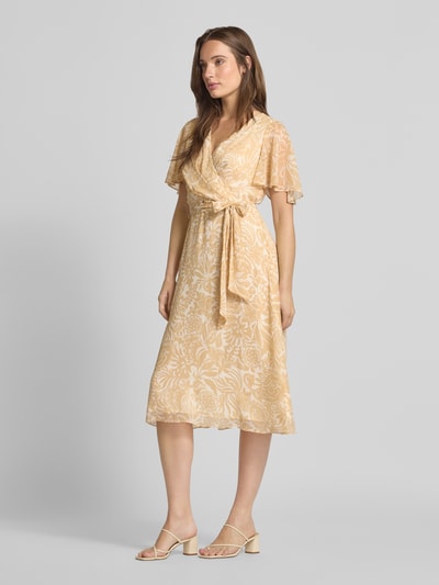 Lauren Ralph Lauren Knielange wikkeljurk met V-hals, model 'FILSEE' Zand - 1