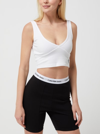 Calvin Klein Jeans Crop Top mit Stretch-Anteil  Weiss 4