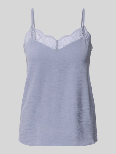 PIECES Relaxed Fit Blusentop mit Spitzenbesatz Modell 'TIFFANY' Rauchblau 2