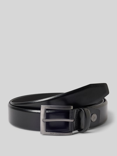 Productfoto, Ledergürtel aus echtem Leder van ROY ROBSON, zwart metaal, klassieke model, label in reliëf, breedte maat 95: 3 cm