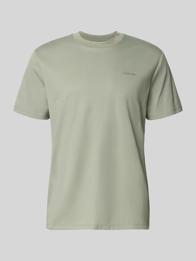 Produktfoto, T-Shirt mit Rundhalsausschnitt von CK Calvin Klein in hellem Grün, Baumwoll-Mix, Regular Fit, glatte Textur, Herrenmode