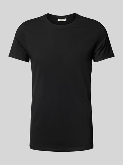 Casual Friday T-shirt met geribde ronde hals Zwart - 2