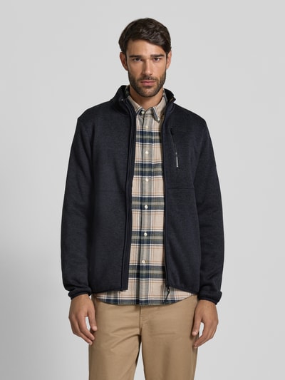 camel active Regular Fit Strickjacke in Melange-Optik mit Stehkragen Marine 4