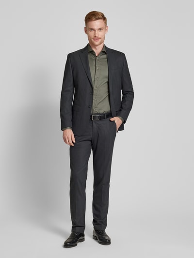 Profuomo Slim fit zakelijk overhemd met haaikraag, model 'Cutaway' Olijfgroen - 1