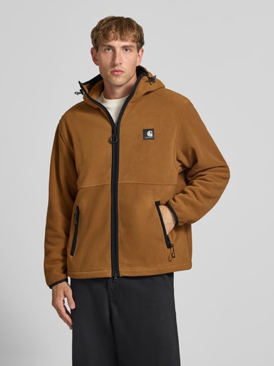 Carhartt Work In Progress Fleecejacke mit Label-Patch Modell 'Blevin' Mittelbraun 4