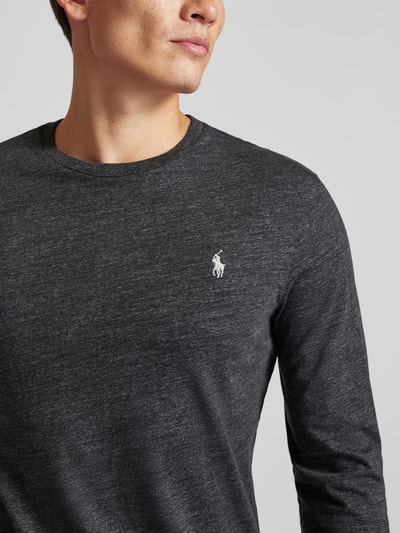 Polo Ralph Lauren Bluzka z długim rękawem o kroju regular fit z wyhaftowanym logo Antracytowy melanż 3