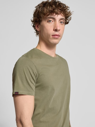 Superdry T-shirt met geribde ronde hals Groen - 3