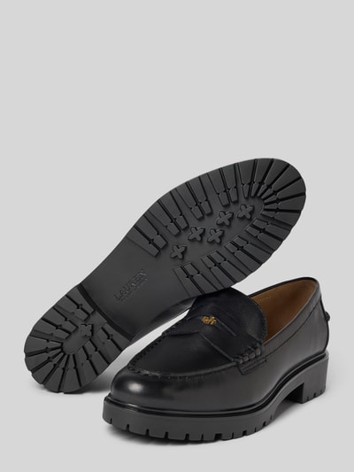 Lauren Ralph Lauren Loafers van echt leer met logo-applicatie, model 'Marli' Zwart - 4