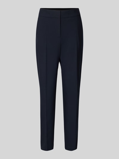 Produktfoto, Regular Fit Schmale Hose mit Bügelfalten von s.Oliver BLACK LABEL, dunkelblau, unifarben, strukturierter Stretchbund, klare Bügelfalten, seitliche Eingrifftaschen, glatte Textur