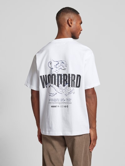 WOODBIRD T-shirt z nadrukiem z logo model ‘Baine’ Biały 5