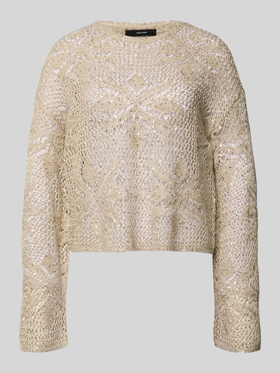 VERO MODA Relaxed Fit Strickpullover mit Pailletten Modell 'LEILANI FLOWERS' Beige 2
