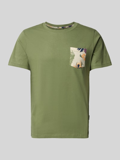 Blend T-Shirt mit geripptem Rundhalsausschnitt Modell 'BHJEM' Oliv 2
