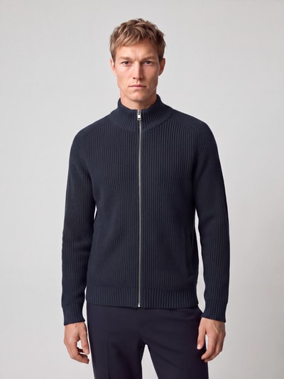 s.Oliver RED LABEL Gebreid vest met ritssluiting Marineblauw - 4