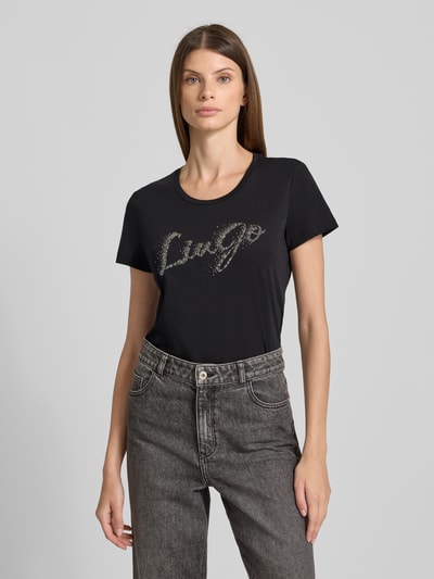 Liu Jo White T-Shirt mit Label-Print Black 4