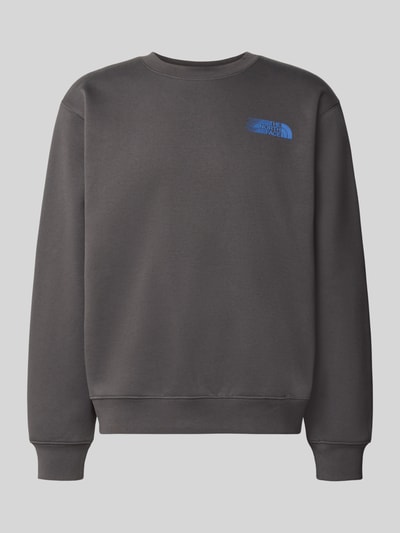 Productfoto, Relaxed Fit Sweatshirt aus katoenmix van The North Face, grijs met blauwe logoprint, ronde hals, elastische boordjes